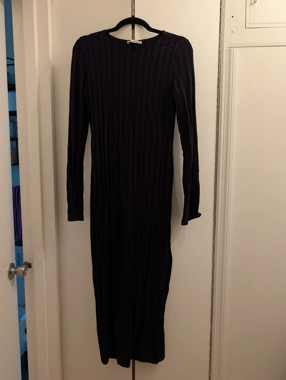 Reformation Black Dillon Long Sleeve Stretch Ribbed Midi Dress Size S - Picture 4 of 5